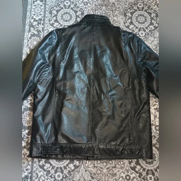 Levis Mens Faux Leather Aviator Jacket XL Black Sherpa Lined Moto Trucker Biker - Picture 6 of 14